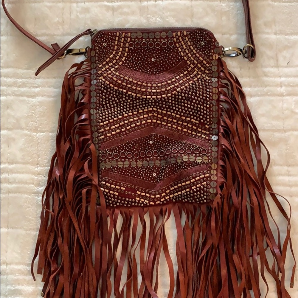 Cleobella Fringe Maroon Purse